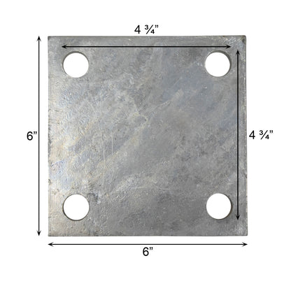 Base/Flange Plate Galvanized, 1/4" x 6" x 6"
