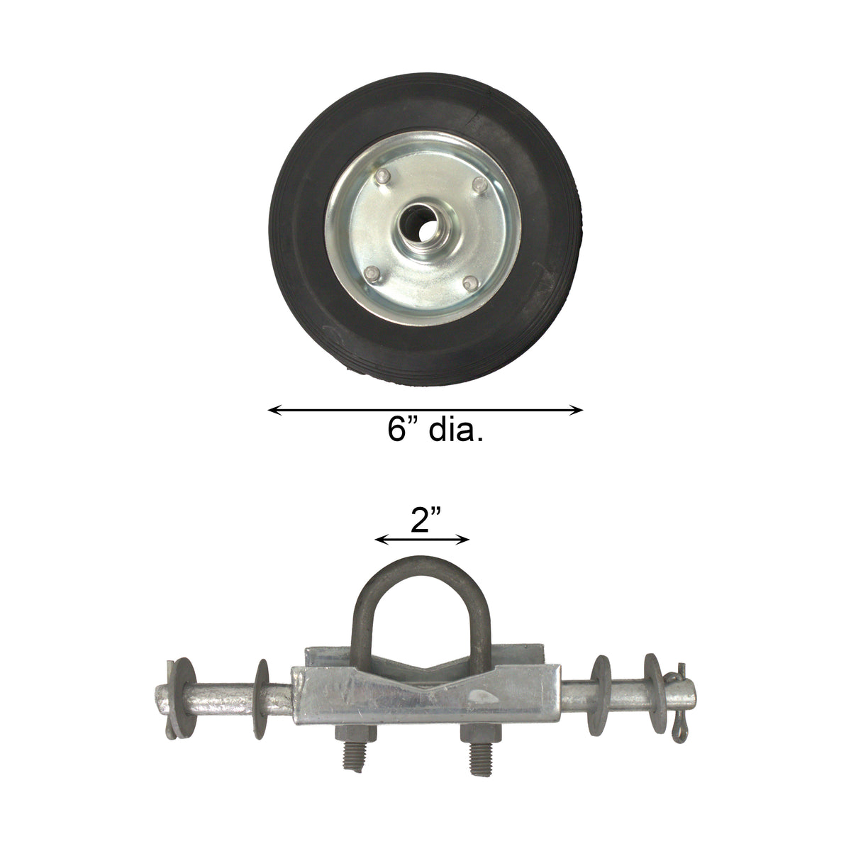 DOUBLE WHEEL CARRIER ASSEMBLY HDG 6" WHEEL 7"Carrier