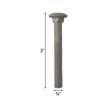 CARRIAGE BOLT WITH NUT 3/8" x 3"