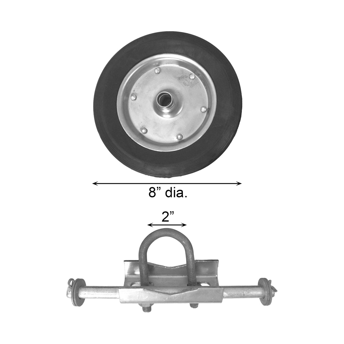 DOUBLE WHEEL CARRIER ASSEMBLY HDG 8" WHEEL 7" Carrier