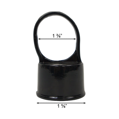 Aluminum LOOP CAP (NO ACORN) Powder Coated Black, 1 5/8" x 1 3/8"