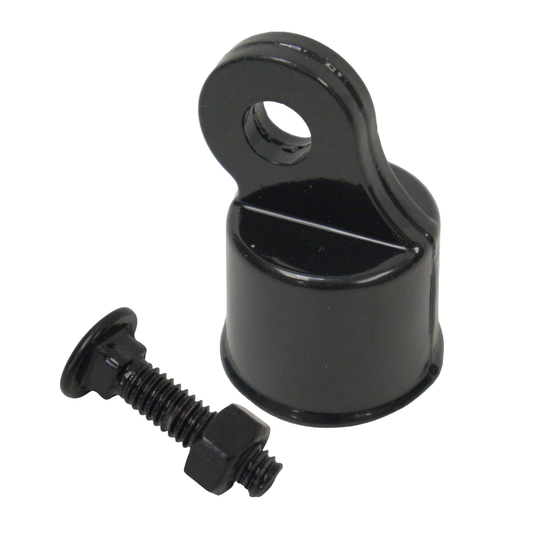 Aluminum RAIL END Powder Coated Black, 1 3/8", w/ Carriage Bolt