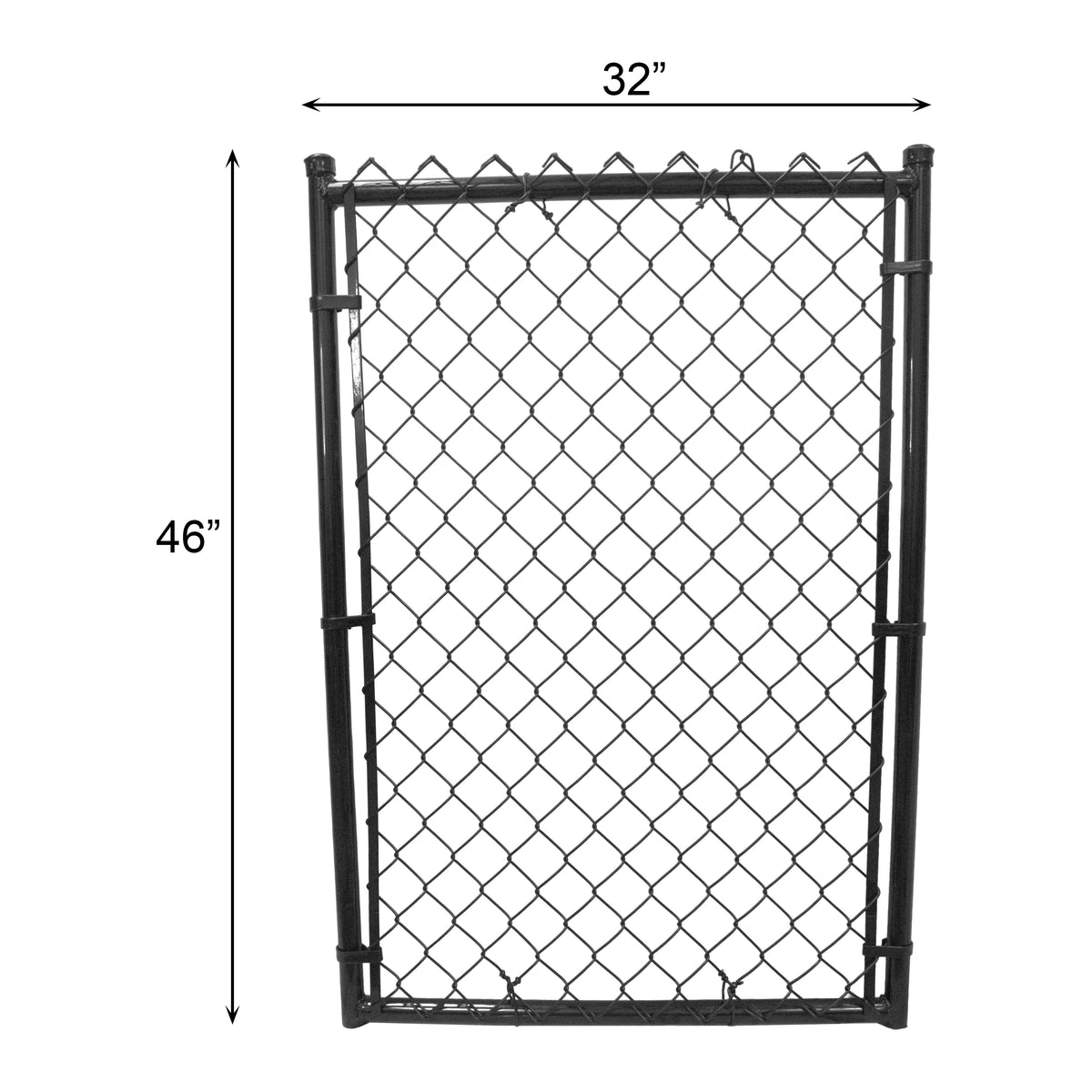 Chain Link Walk Gate Premium Quality Welded 32" x 46" Black. 48" H Overall